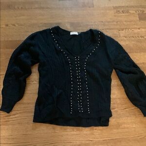 Ramy Brook Black Sweater with Studded Detail
